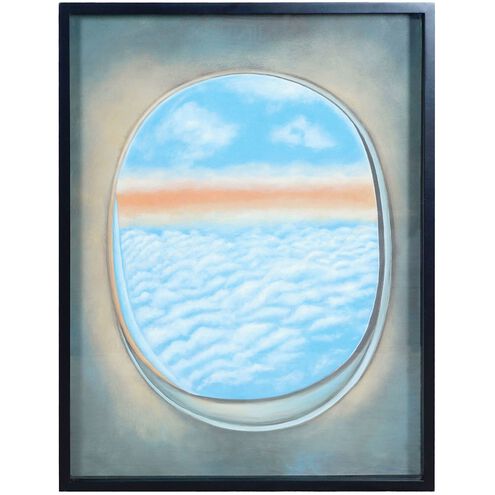 Plane Window III Light Blue with Gloss Black Framed Wall Art