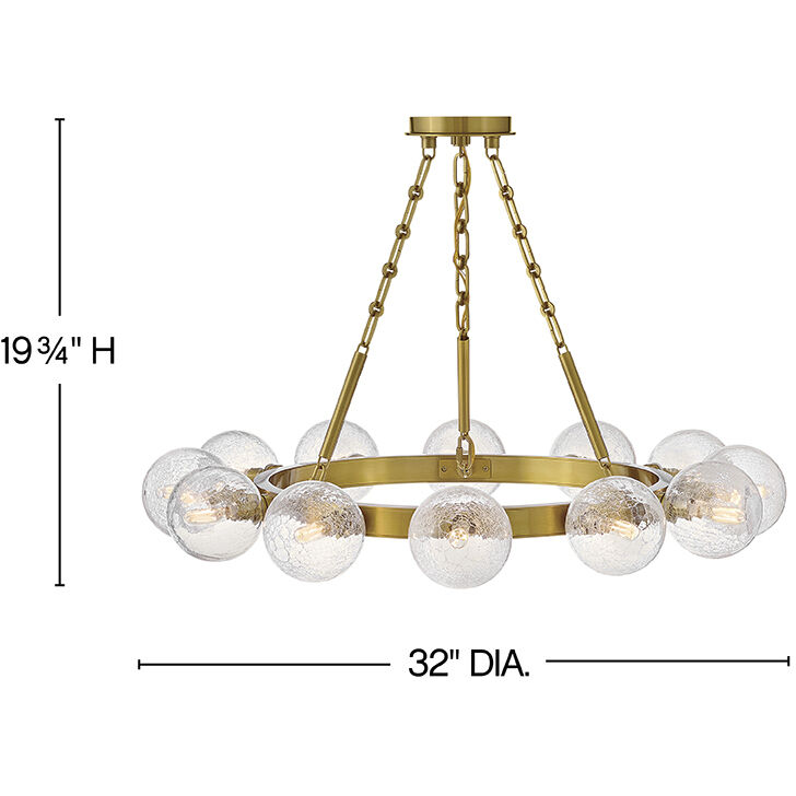 Coco 12 Light 32 inch Lacquered Brass Chandelier Ceiling Light