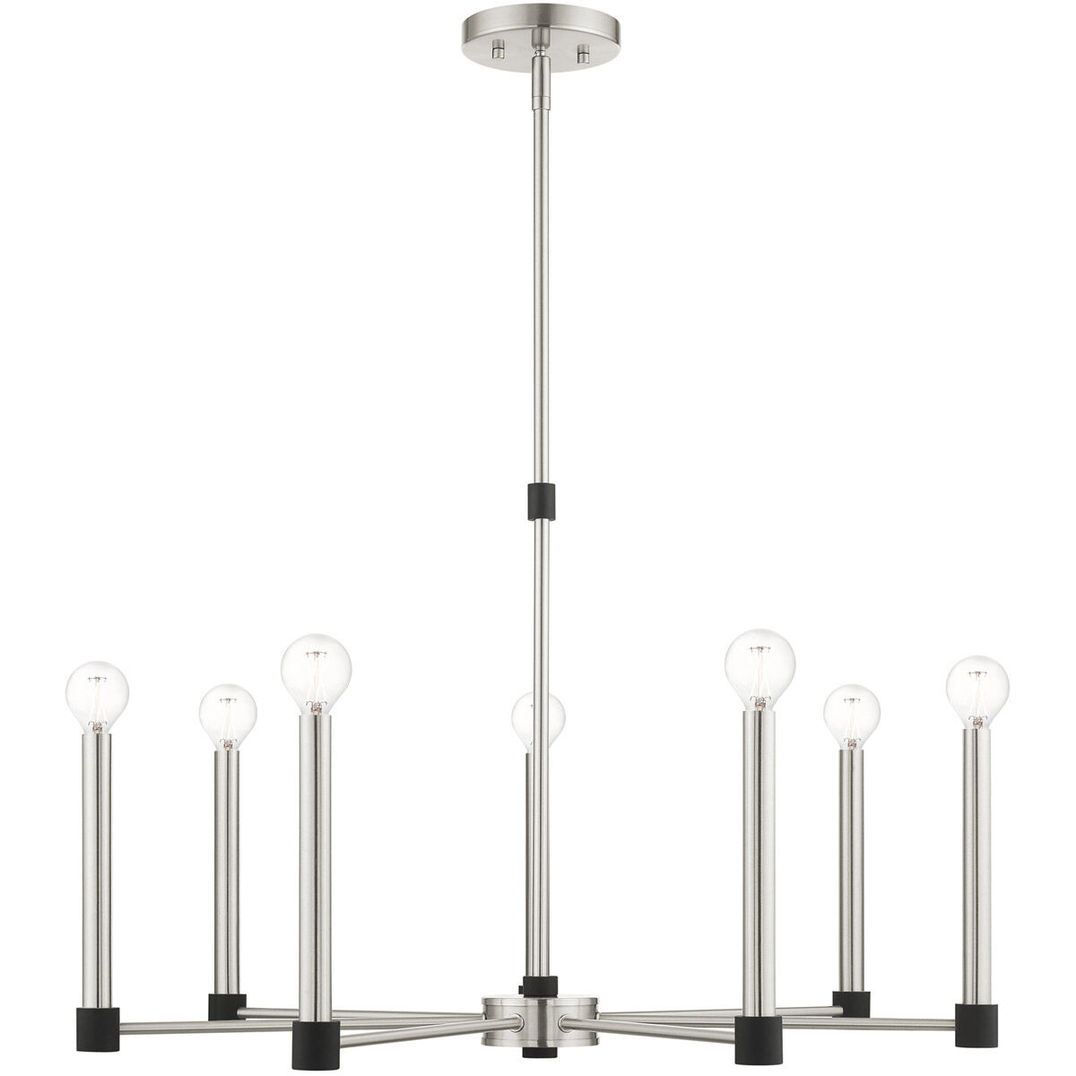 Karlstad 7 Light 28 inch Brushed Nickel with Satin Brass Accents Chandelier Ceiling Light