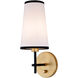 Bellevue 1 Light 6 inch Satin Brass and Black Wall Sconce Wall Light