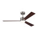 Rozzen 52 inch Brushed Steel with Silver/American Walnut reversible blades Indoor/Outdoor Ceiling Fan