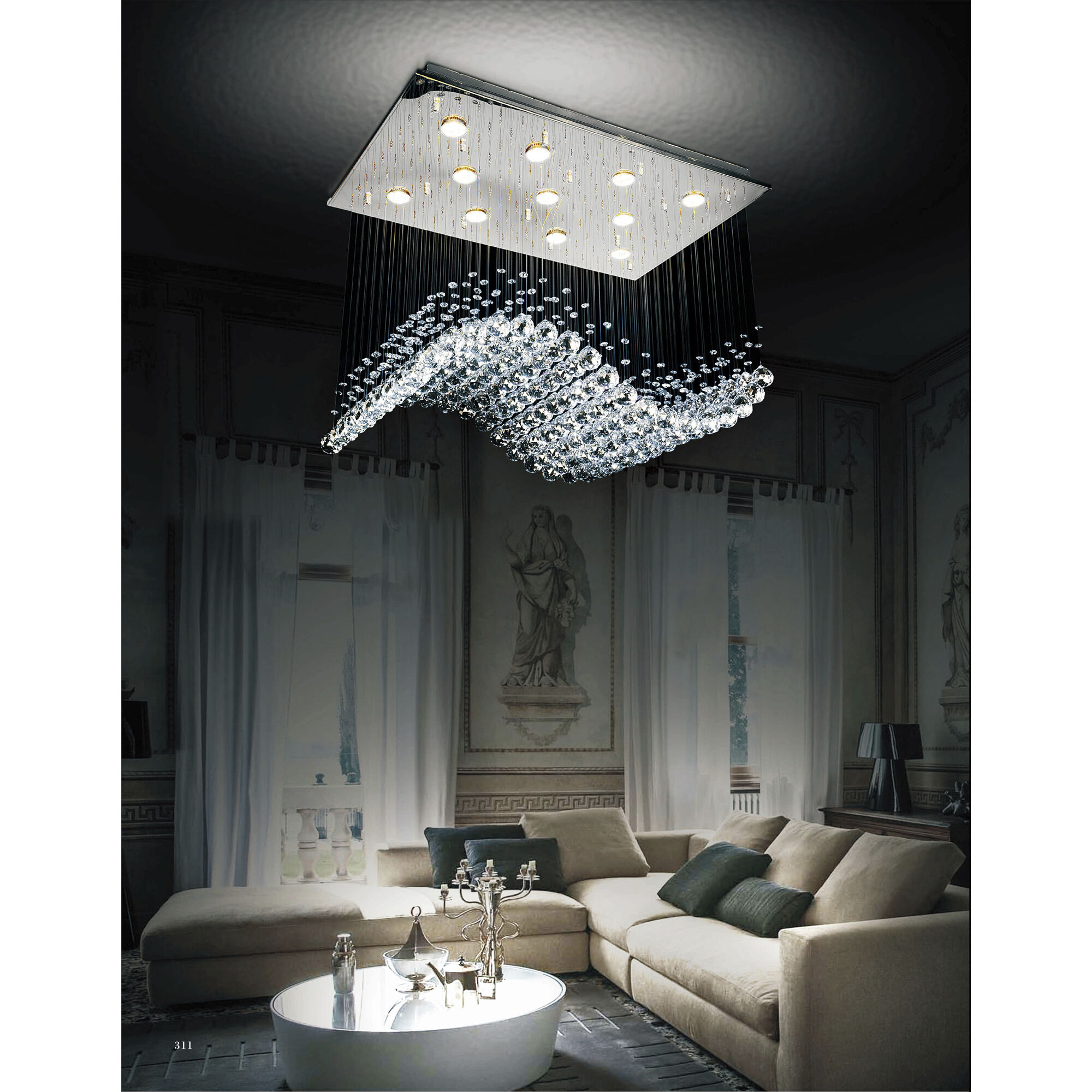 Twinkle 11 Light 20 inch Chrome Flush Mount Ceiling Light