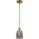 Ballston Small Bell 1 Light 5 inch Brushed Brass Pendant Ceiling Light in Plated Smoke Glass