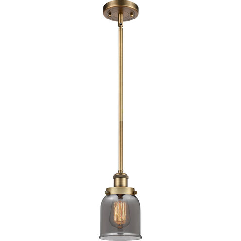 Ballston Small Bell 1 Light 5 inch Brushed Brass Pendant Ceiling Light in Plated Smoke Glass