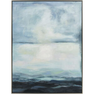 Open Horizon Blue with Black and Champagne Silver Framed Wall Art