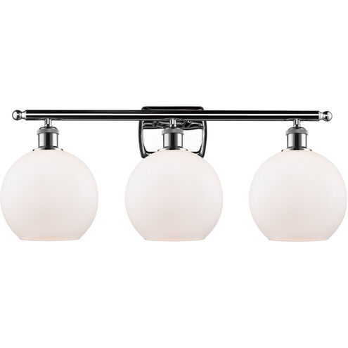 Ballston Athens 3 Light 26 inch Polished Chrome Bath Vanity Light Wall Light in Matte White Glass, Ballston