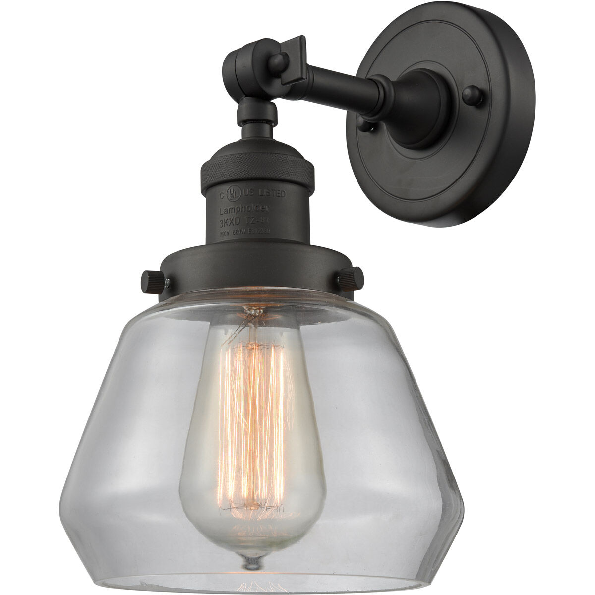 Franklin Restoration Fulton 1 Light 7 inch Oil Rubbed Bronze Semi-Flush Mount Ceiling Light in Clear Glass, Franklin Restoration