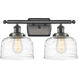 Ballston Bell LED 16 inch Oil Rubbed Bronze Bath Vanity Light Wall Light in Clear Deco Swirl Glass