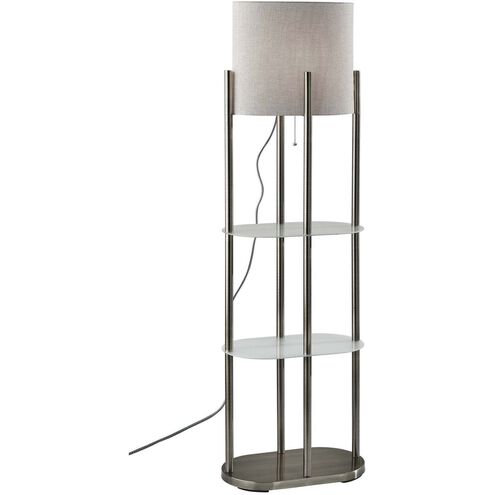 Norman 61 inch 100.00 watt Brushed Steel Floor Lamp Portable Light, with Shelf