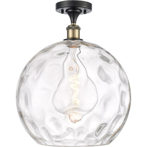 Ballston Athens Water Glass 1 Light 14 inch Black Antique Brass Semi-Flush Mount Ceiling Light