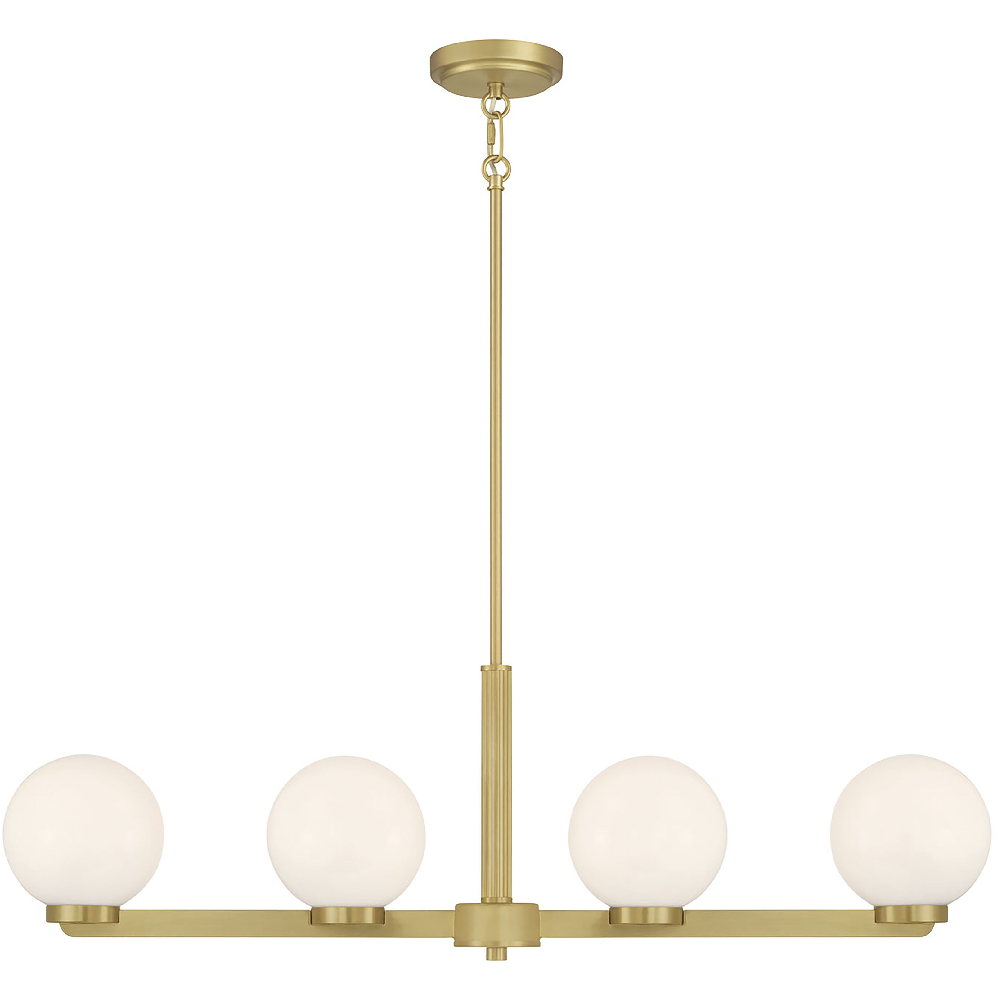Ardeva 4 Light 36 inch Vintage Brass Linear Chandelier Ceiling Light