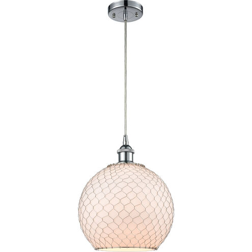 Ballston Large Farmhouse Chicken Wire 1 Light 10 inch Polished Chrome Mini Pendant Ceiling Light, Ballston