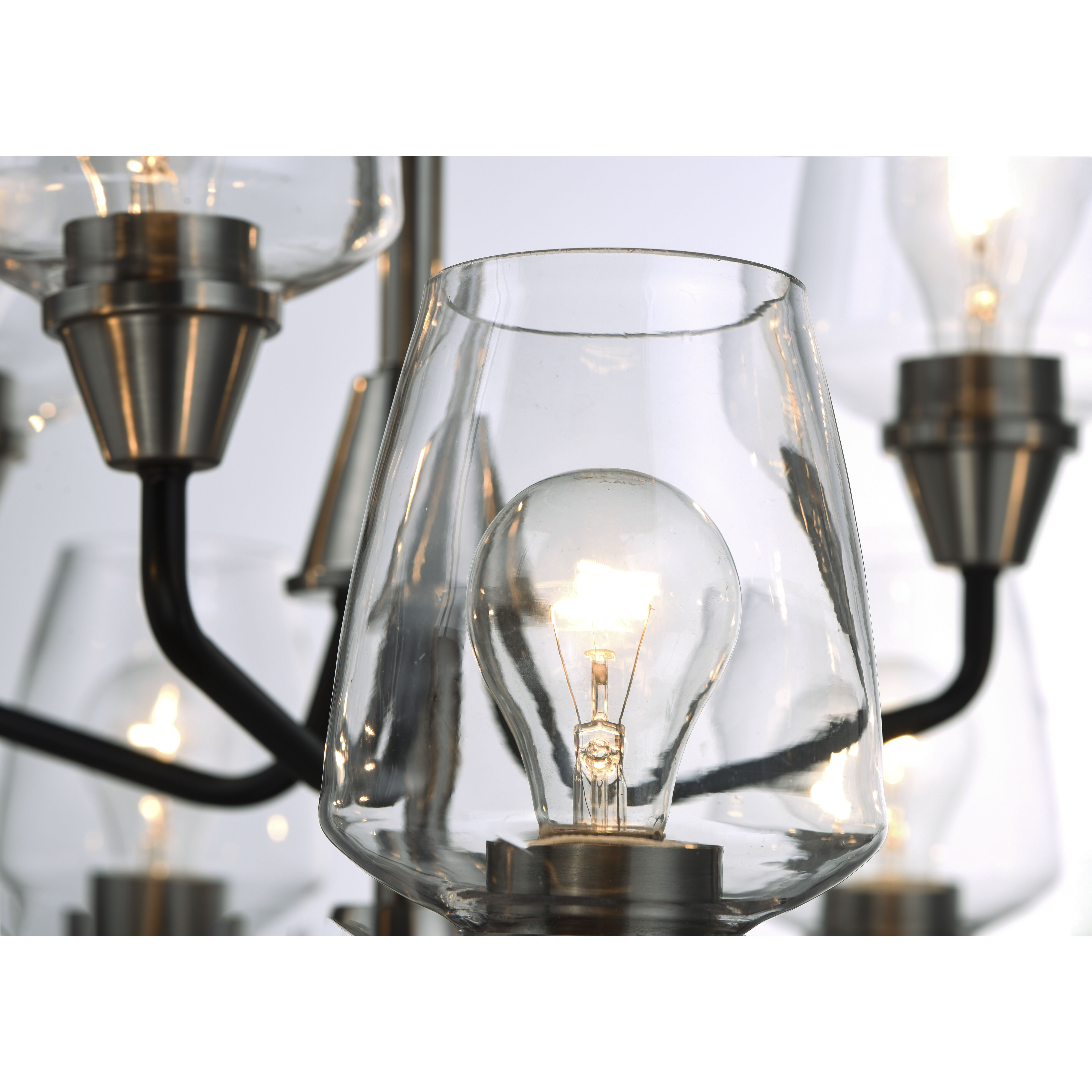 Goblet 9 Light 27 inch Black/Satin Nickel Multi-Tier Chandelier Ceiling Light in Black and Satin Nickel