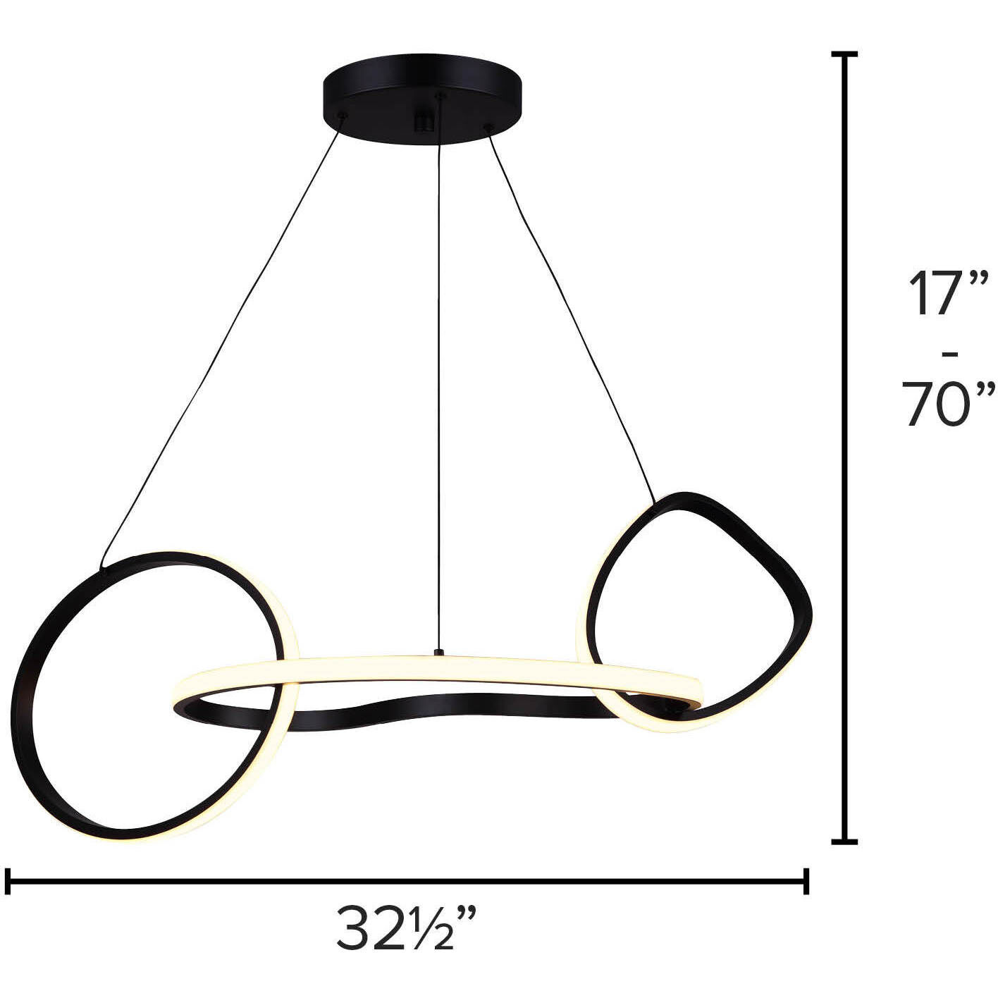 Zuri LED 33 inch Matte Black Chandelier Ceiling Light