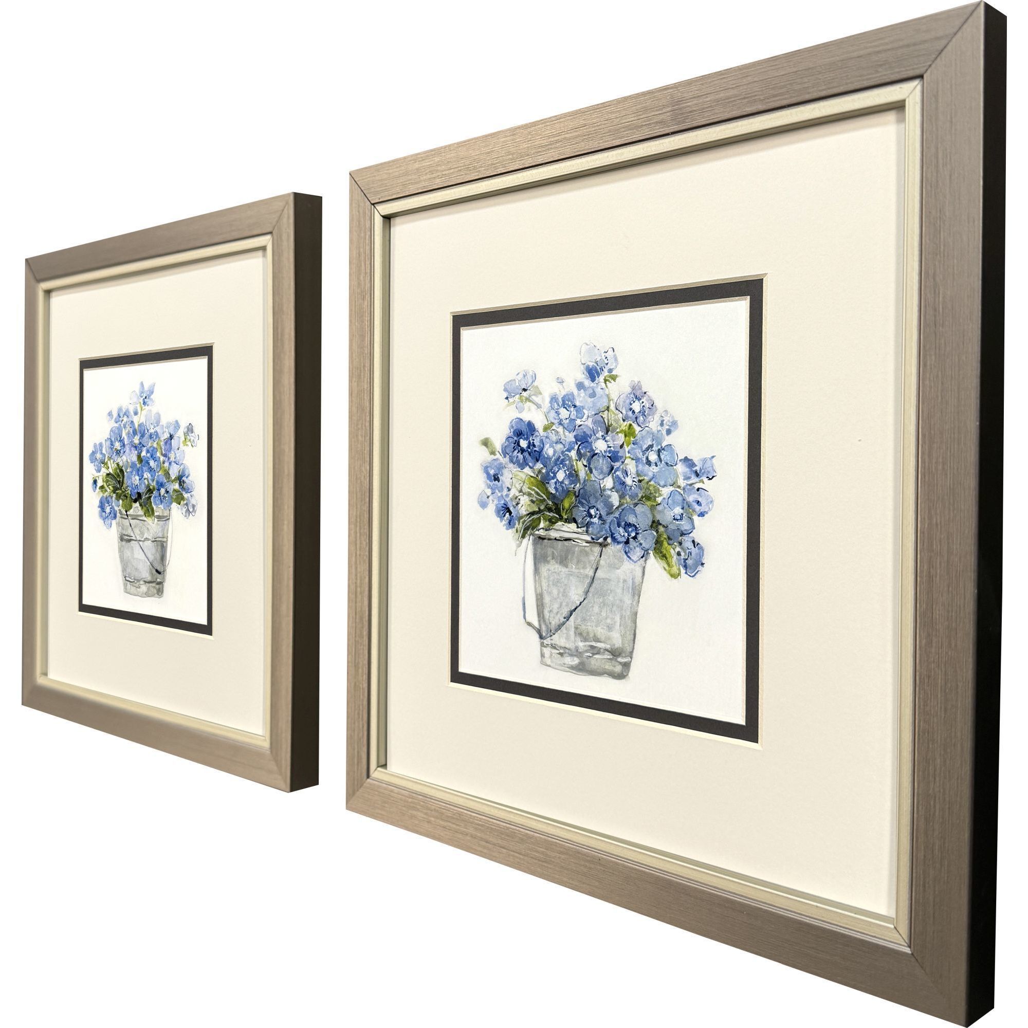 Bluebells Blue and Gray and White and Green Framed Art, Propac