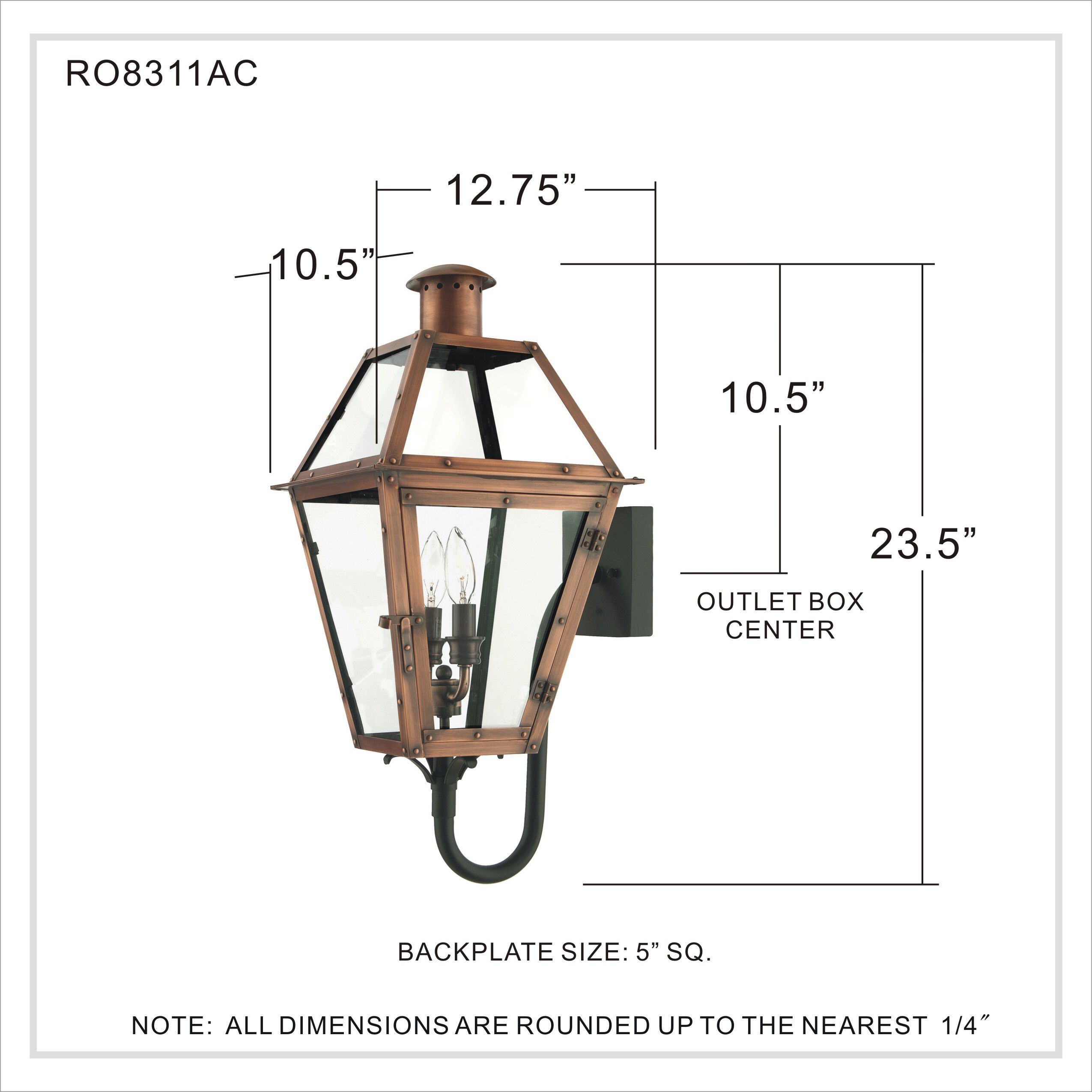 Rue De Royal 2 Light 24 inch Aged Copper Outdoor Wall Lantern