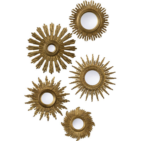 Gold Starburst 31.5 X 31.5 inch Gold Mirrors, Set of 5