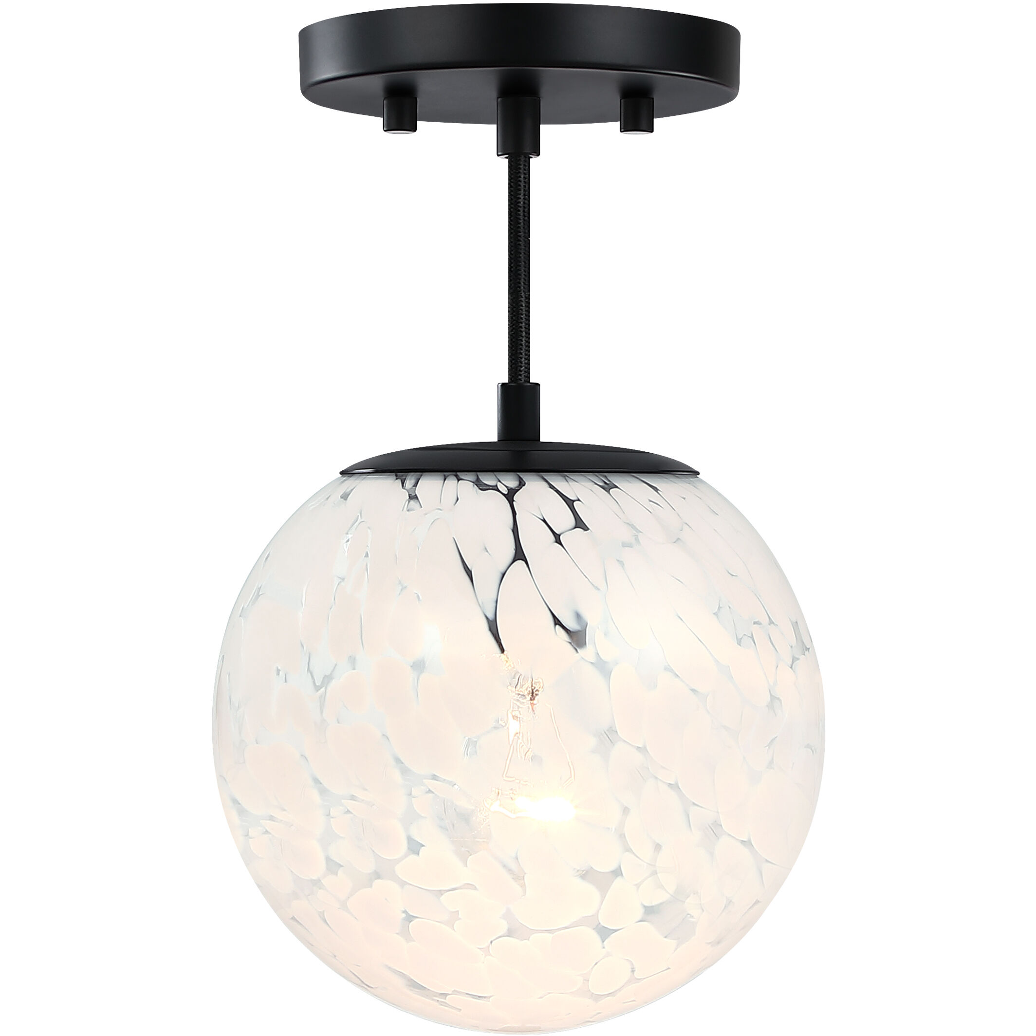 Circo 1 Light 7 inch Matte Black Semi Flush Mount Ceiling Light