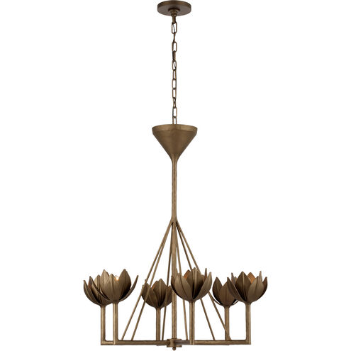 Julie Neill Alberto 6 Light 30 inch Antique Bronze Leaf Single Tier Chandelier Ceiling Light, Small
