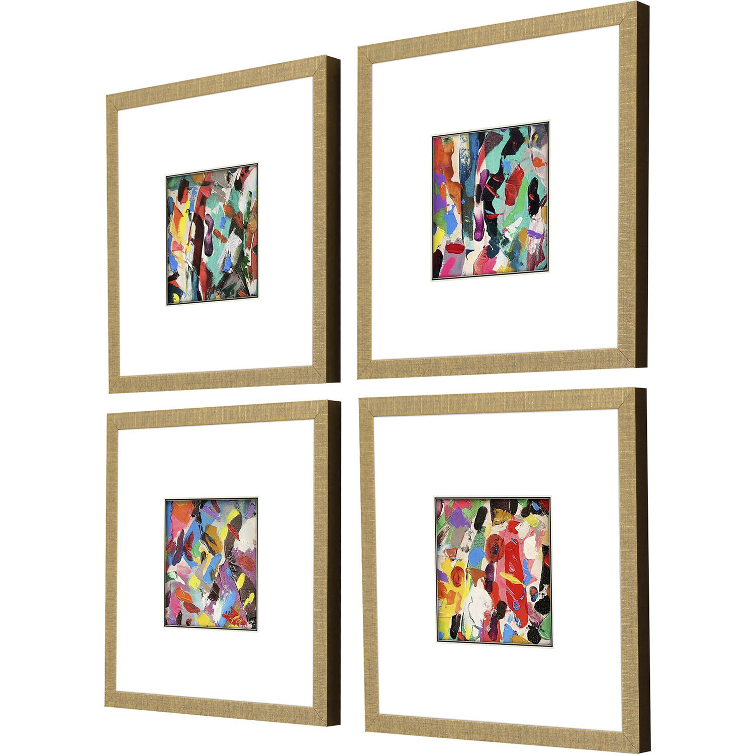 Abstract Blue and Multi and Pink and Turquoise Framed Art