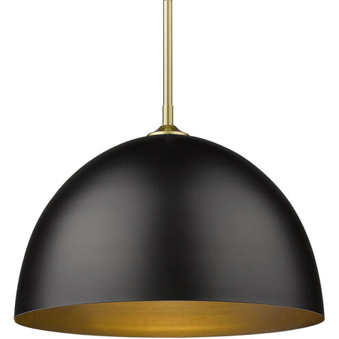 Zoey 1 Light 16 inch Olympic Gold Pendant Ceiling Light in Matte Black, Large