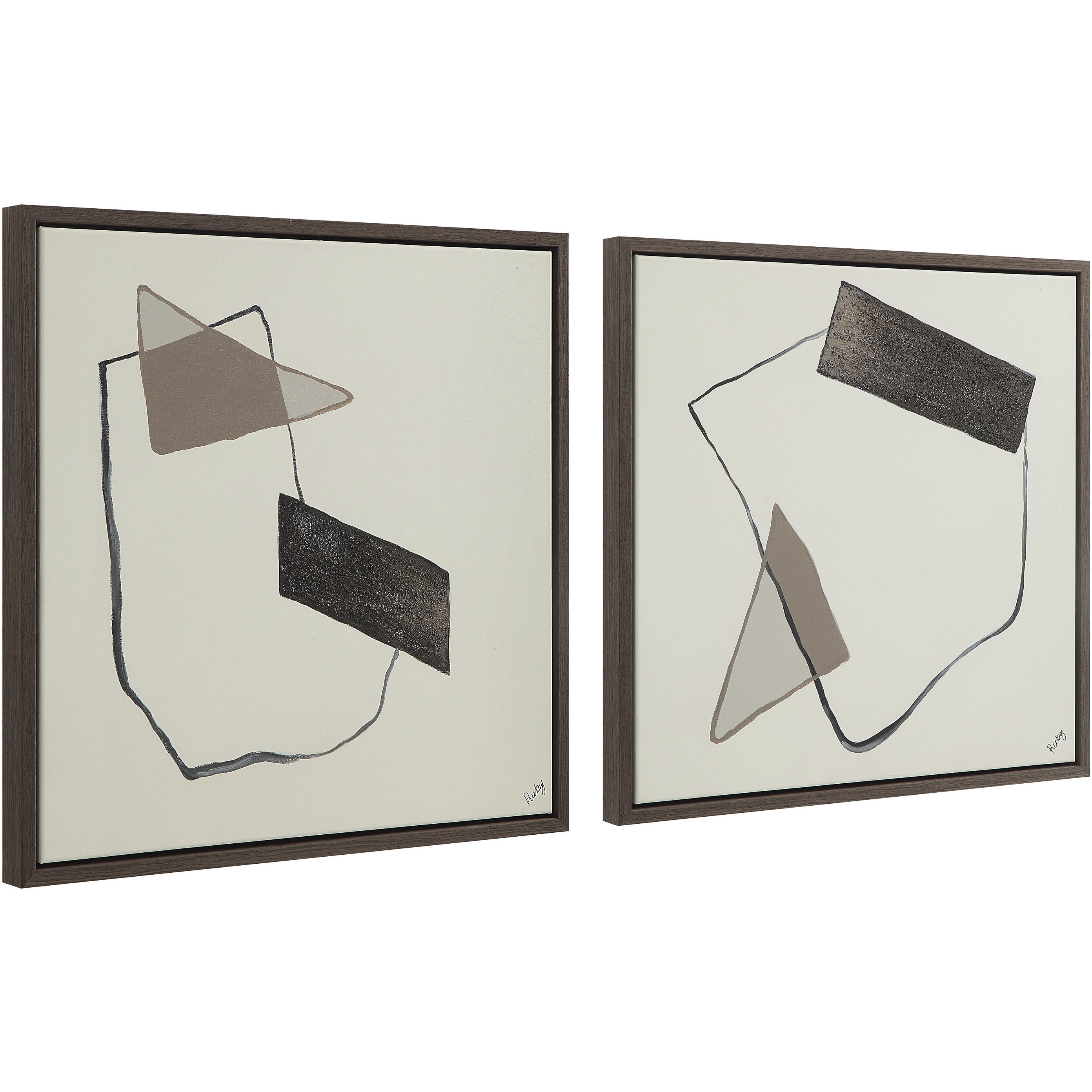 Lacadie Brown/Beige/Black Canvas Art, 2 Piece