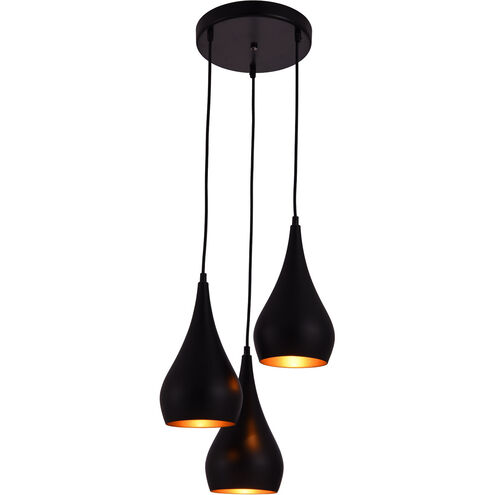 Nora 3 Light 15 inch Black Pendant Ceiling Light