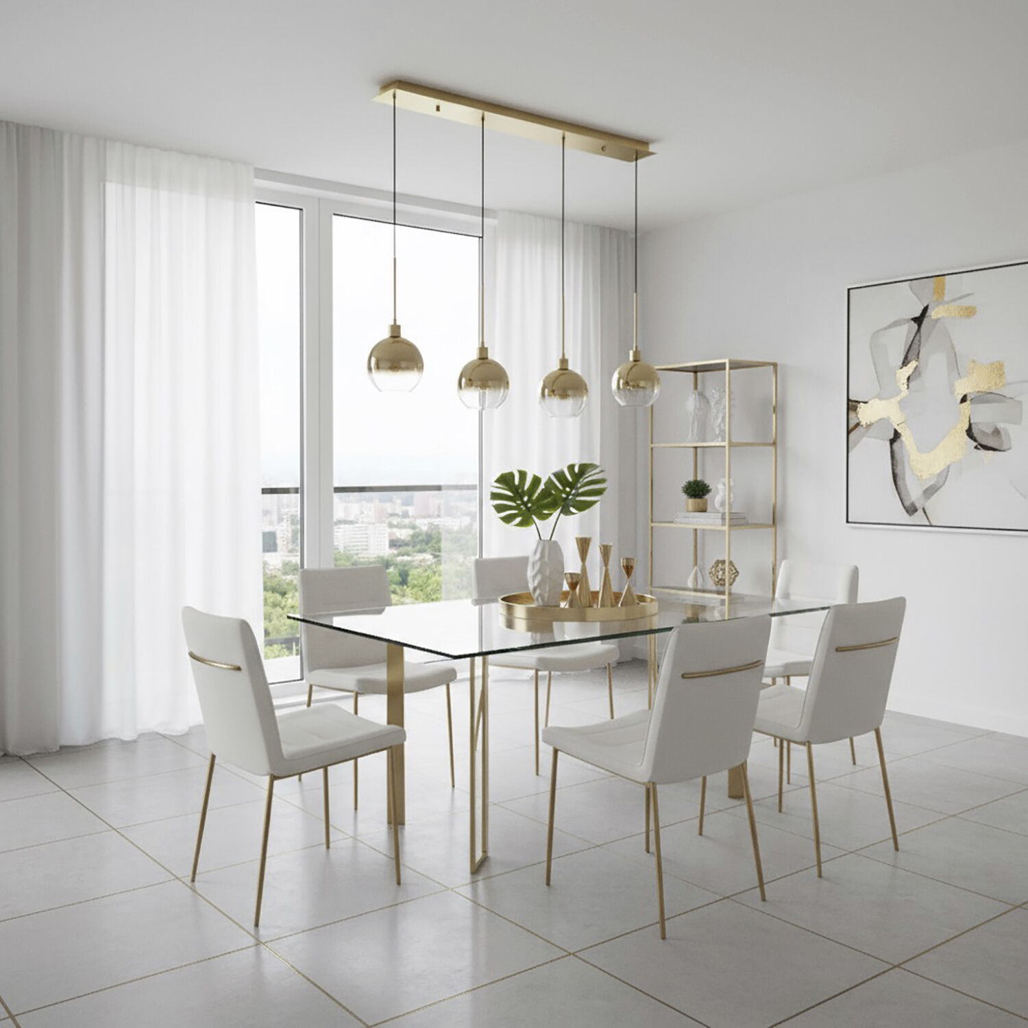 Morning Mist 4 Light 48 inch Gold Island Light Ceiling Light