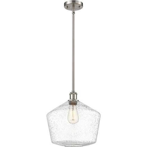 Ballston Cindyrella LED 12 inch Brushed Satin Nickel Mini Pendant Ceiling Light in Seedy Glass