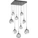 Gem LED 30.1 inch Matte Black Chandelier Ceiling Light in Smoke, 2700K LED, Square Multi-Port