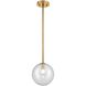 Courcelette 1 Light Venetian Brass Pendant Ceiling Light in Clear Glass