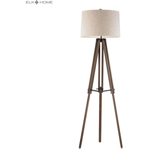 Wooden Brace 62 inch 150 watt Walnut with Oil Rubbed Bronze Floor Lamp Portable Light