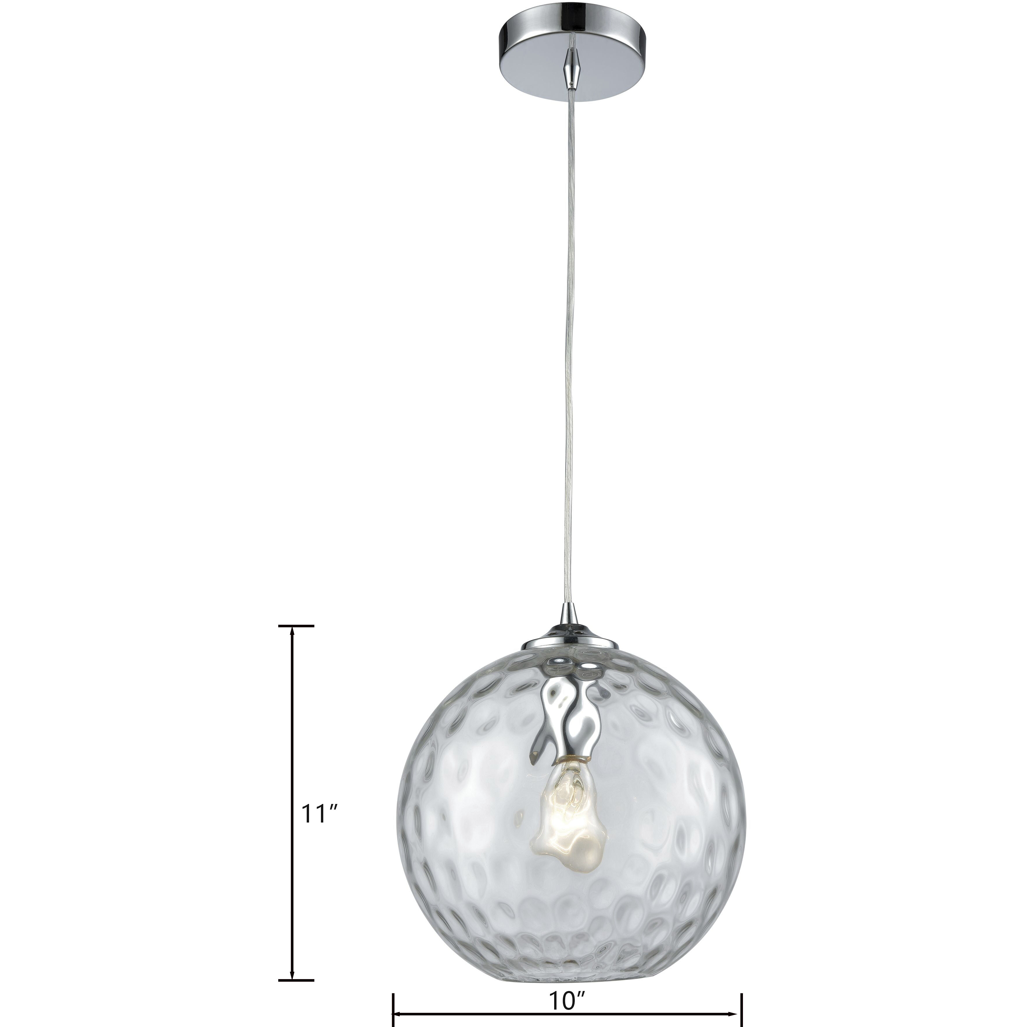 Watersphere 1 Light 10 inch Clear with Polished Chrome Mini Pendant Ceiling Light