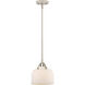 Nouveau 2 Bell 1 Light 8 inch Polished Nickel Mini Pendant Ceiling Light in Incandescent, Matte White