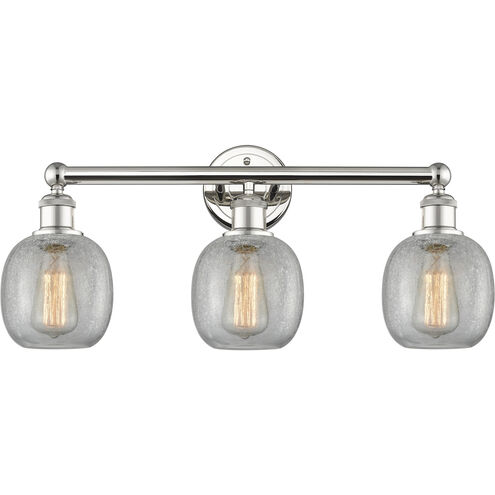 Belfast 3 Light 24 inch Polished Nickel and Clear Crackle Bath Vanity Light Wall Light