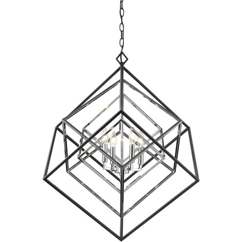 Euclid 4 Light 29.5 inch Chrome and Matte Black Chandelier Ceiling Light