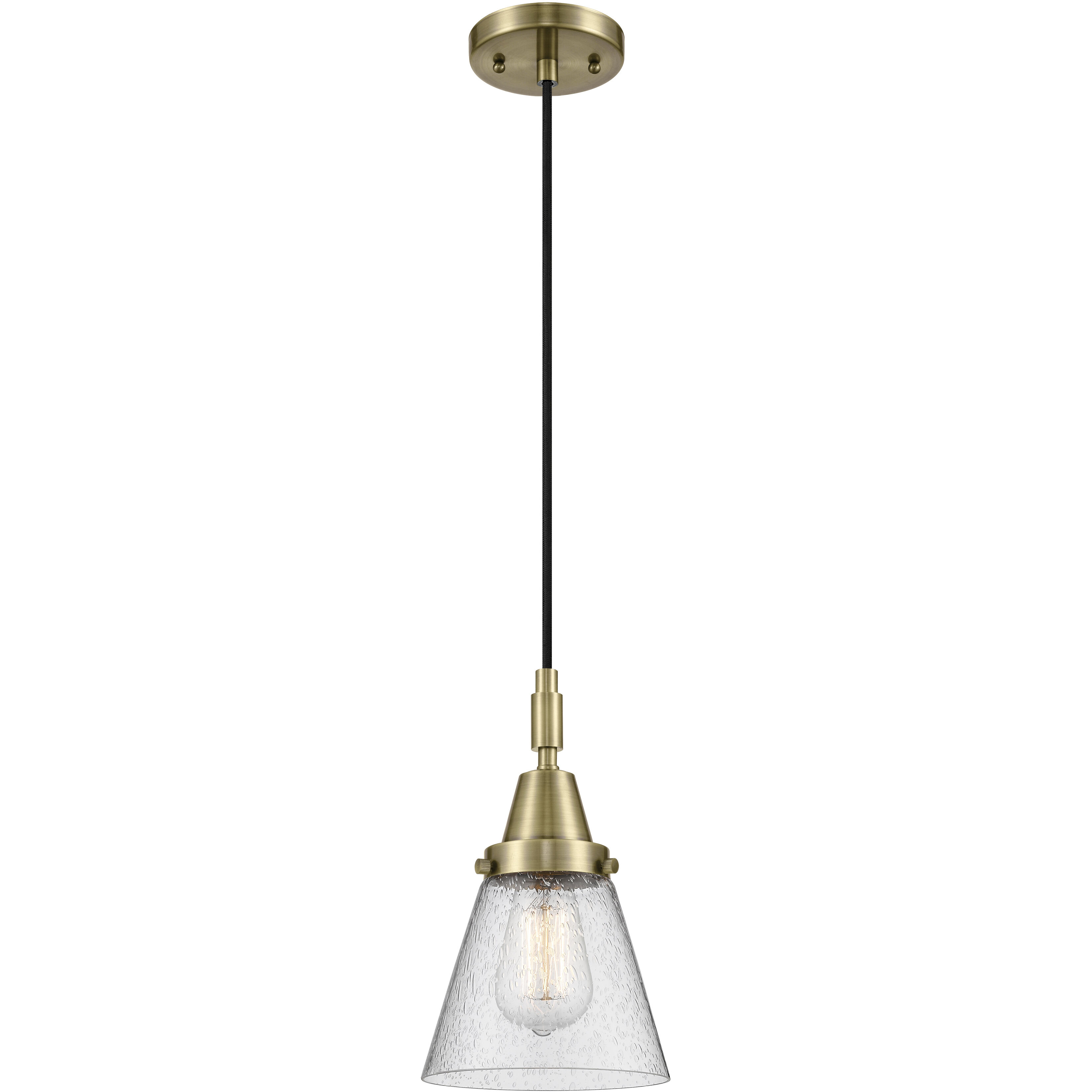 Downtown Urban Cone 1 Light 6.25 inch Antique Brass Mini Pendant Ceiling Light in Seedy