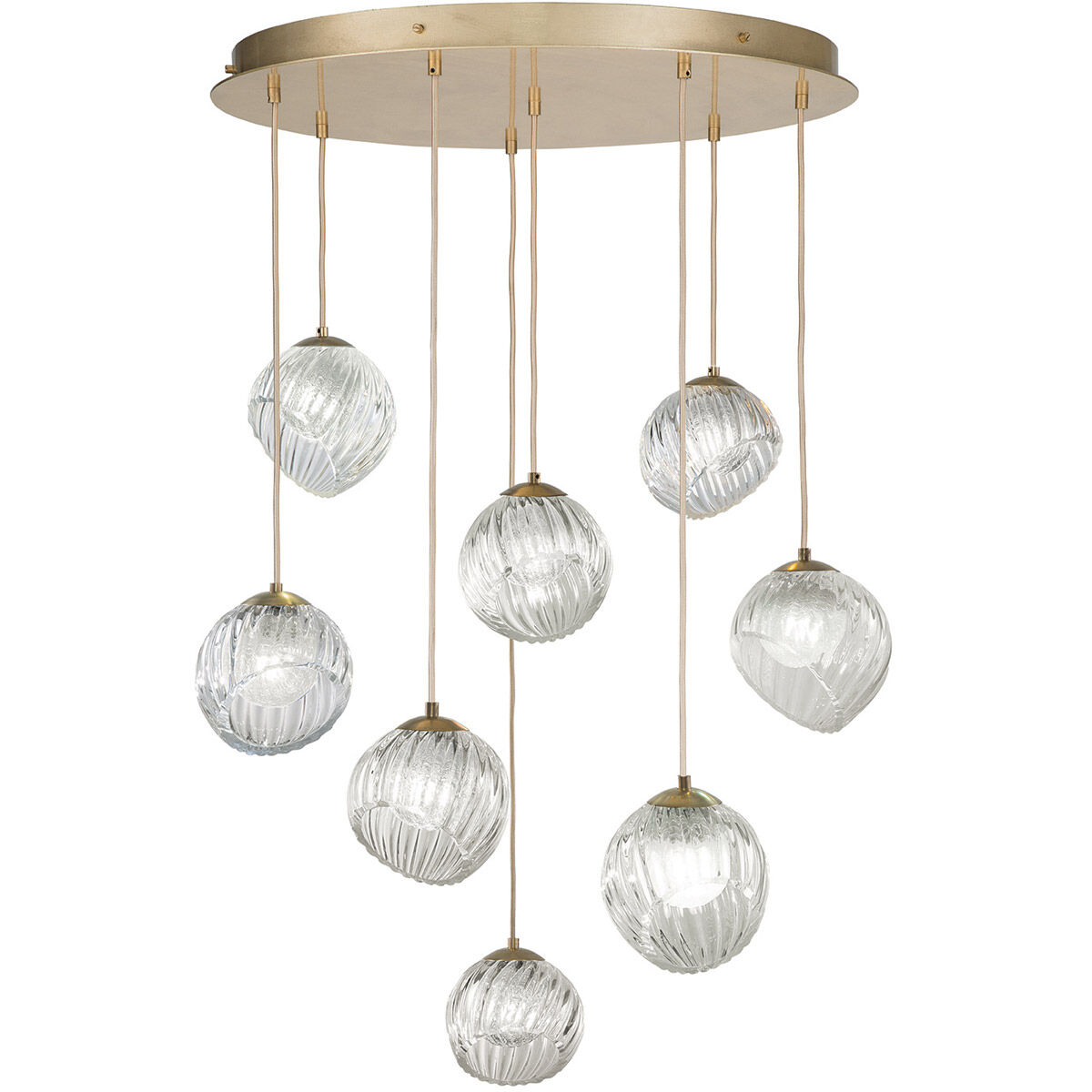 Nest Pendant Ceiling Light in Gold, White Studio Glass