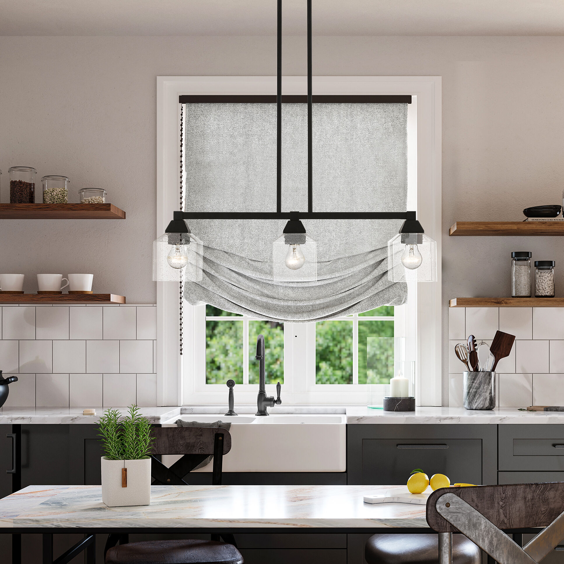 Aragon 3 Light 30 inch Black Linear Chandelier Ceiling Light