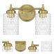 Claire 2 Light 12.75 inch Satin Brass Vanity Light Wall Light