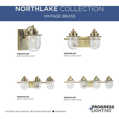 Northlake 3 Light 24 inch Vintage Brass Bath Light Wall Light