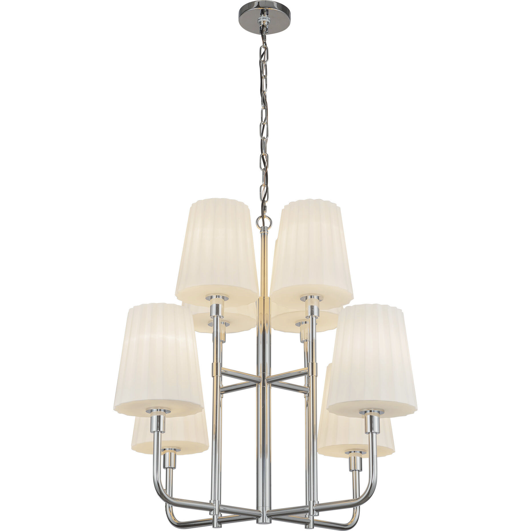 Alora Mood Plisse 8 Light 30 inch Chrome/Opal Matte Glass Chandelier Ceiling Light
