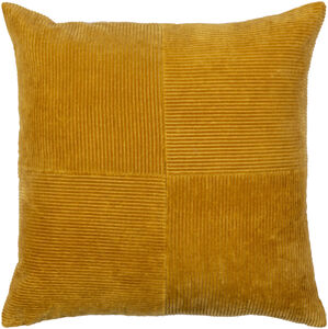 Corduroy Quarters 22 inch Mustard Pillow Kit, Square