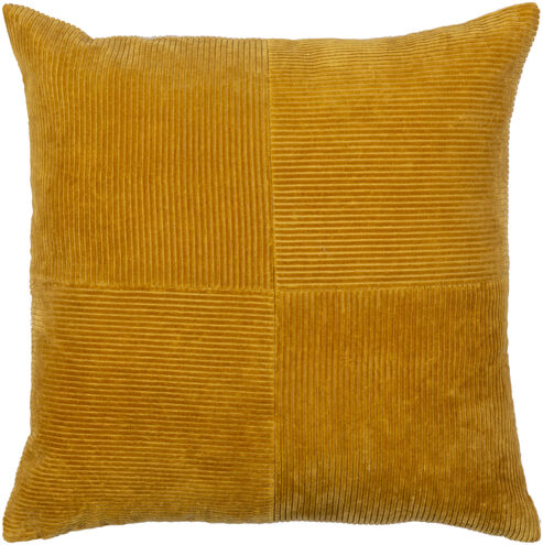 Corduroy Quarters 20 inch Mustard Pillow Kit, Square