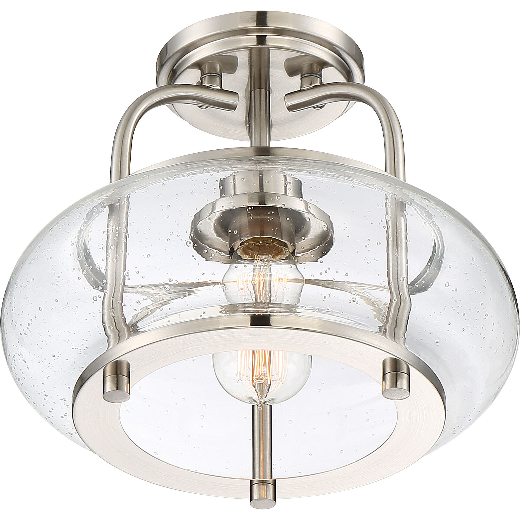 Trilogy 1 Light 12 inch Brushed Nickel Semi-Flush Mount Ceiling Light