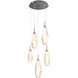 Aalto LED 19.8 inch Graphite Chandelier Ceiling Light in Optic Rib Amber, 2700K LED, Round Multi-Port