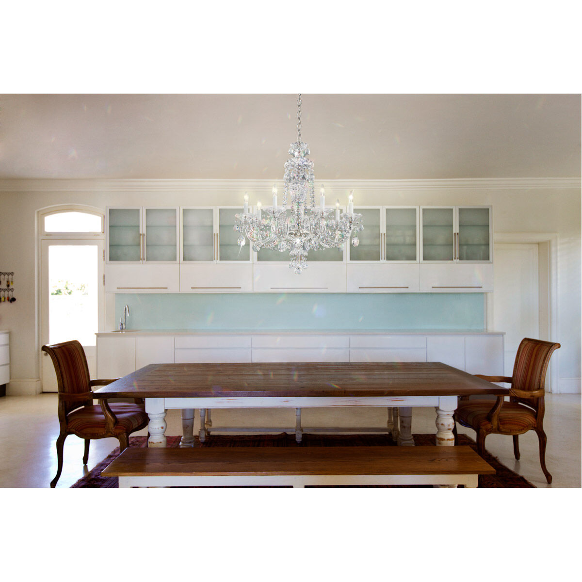 Sterling 7 Light Silver Chandelier Ceiling Light in Spectra, Polished Silver