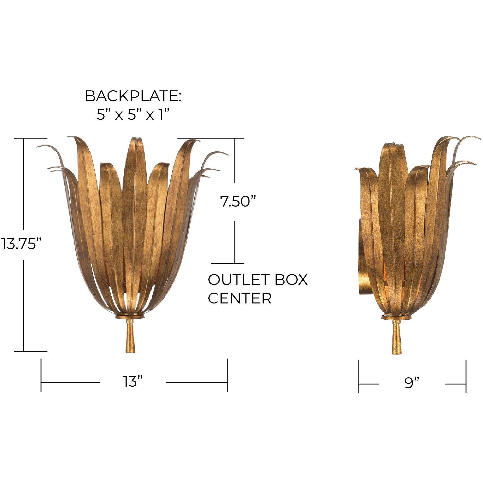 Eden 1 Light 13 inch Antique Gold Sconce Wall Light