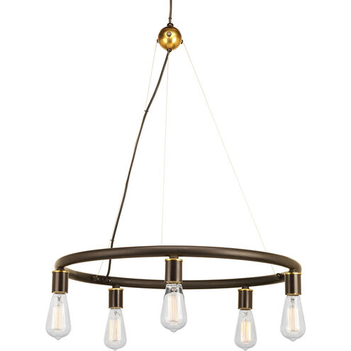 Swing 5 Light 25 inch Antique Bronze Chandelier Ceiling Light