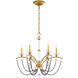 Priscilla 6 Light Heirloom Gold Chandelier Ceiling Light in Dark Grey Pearl, Adjustable Height